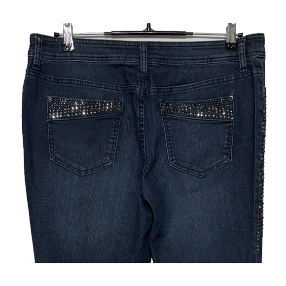 Chicos Jeans Medium 1 Blue Platinum Studded Embellished Bling Actual 33X31 - Picture 1 of 9